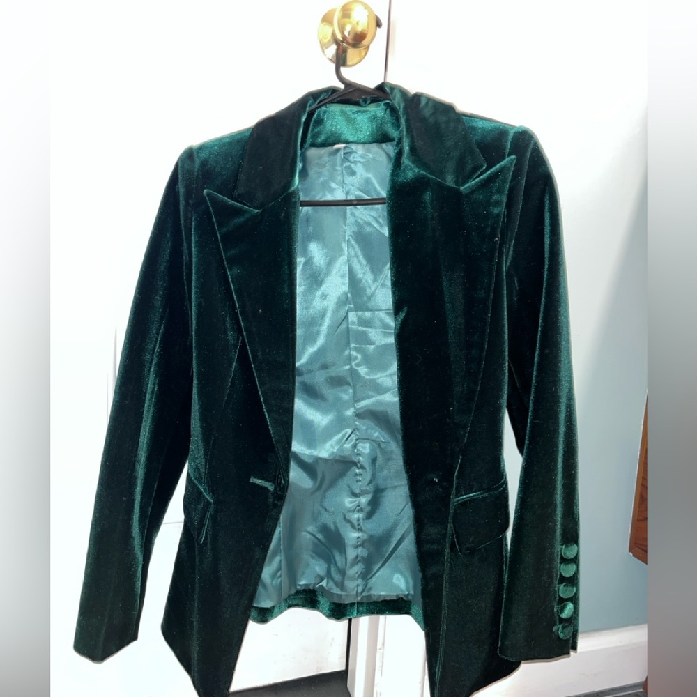Emerald Green Velvet Blazer S